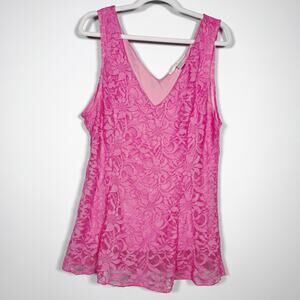 Boston Proper Lace Blouse Size XL Cottage Barbie Fairy Feminine Floral